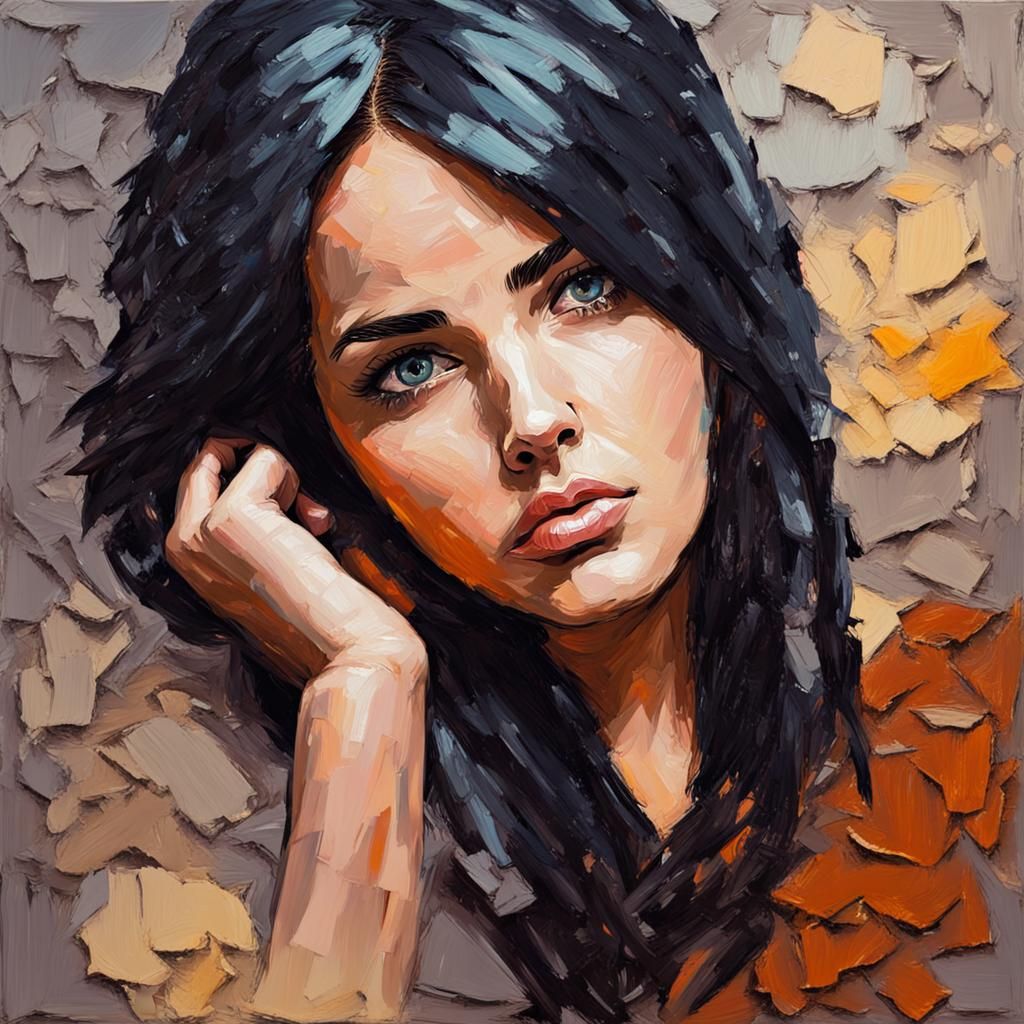 Palette Knife Portrait of a Beautiful Young Woman
