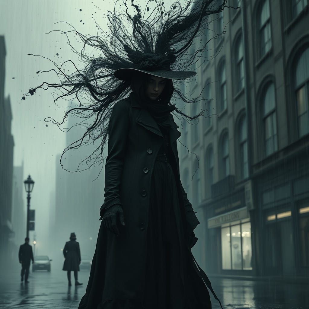 Ethereal Victorian Vampiress Dominates Dark Cityscape in Dar...