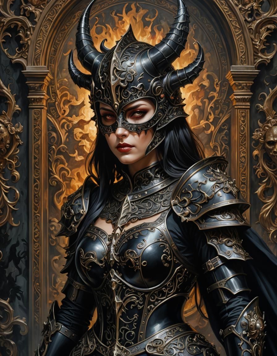 Obsidian Demon Knight with Renaissance Armor