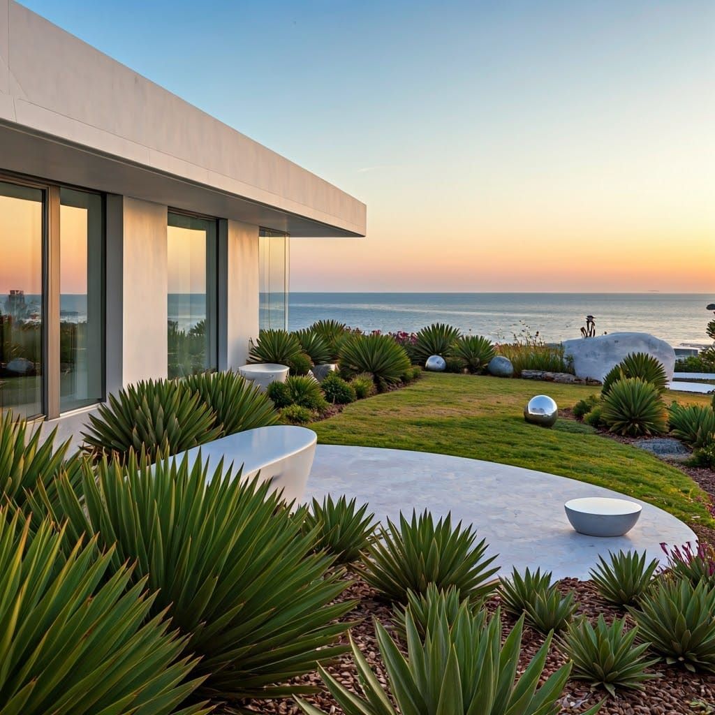 Mediterranean Villa with Lush Modern Garden