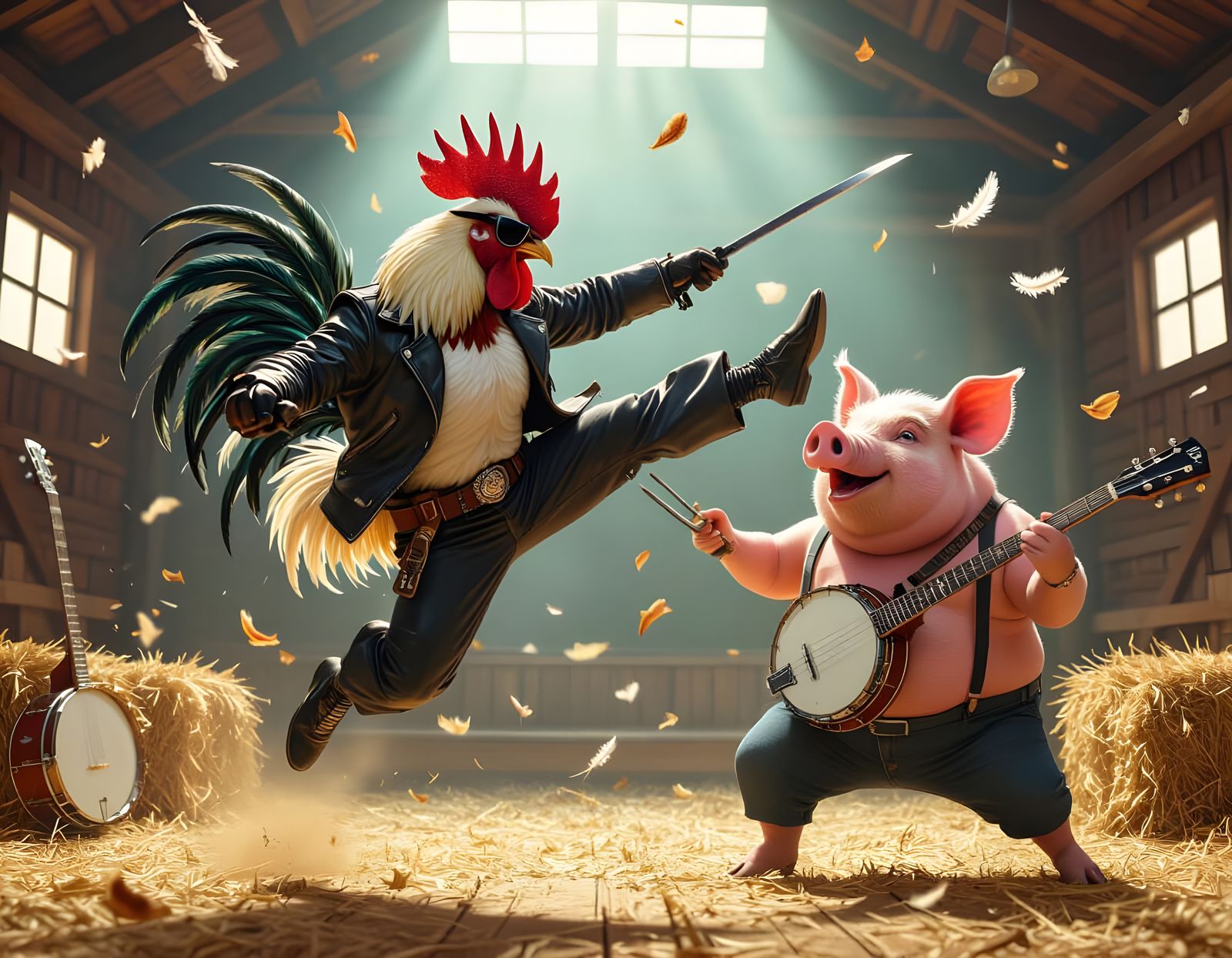 Musical Kung-Fu Showdown on a Barn Stage