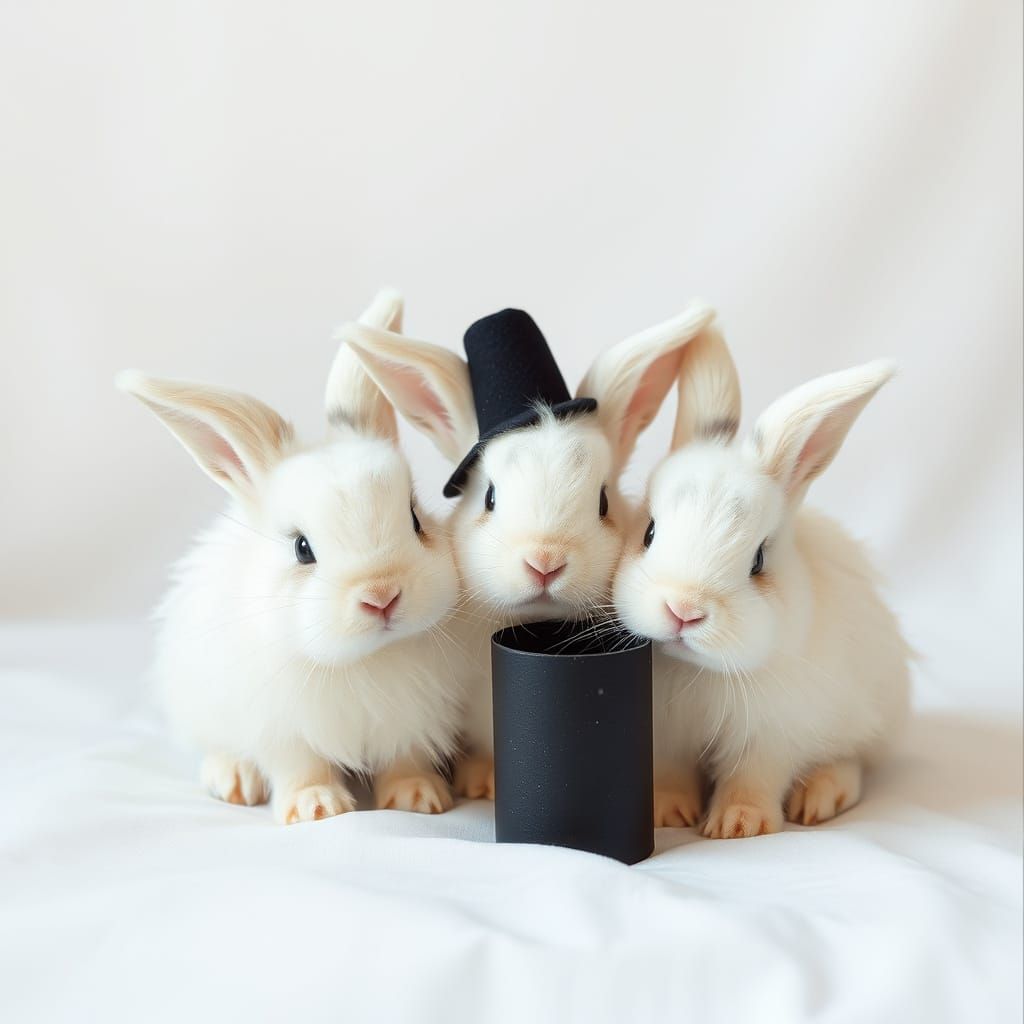 Whimsical White Bunnies in Enchanted Wonderland