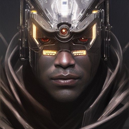 Cyberpunk Dragon Cyborg Ninja Portrait