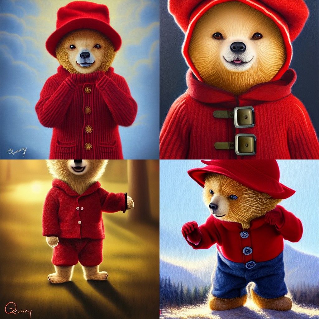 Kawaii Paddington Bear in Cozy Red Sweater