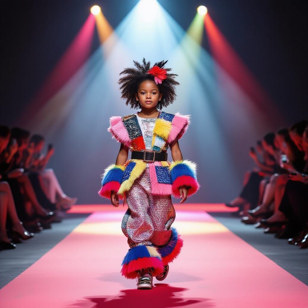 Child Struts Runway in Avant-Garde Fashion
