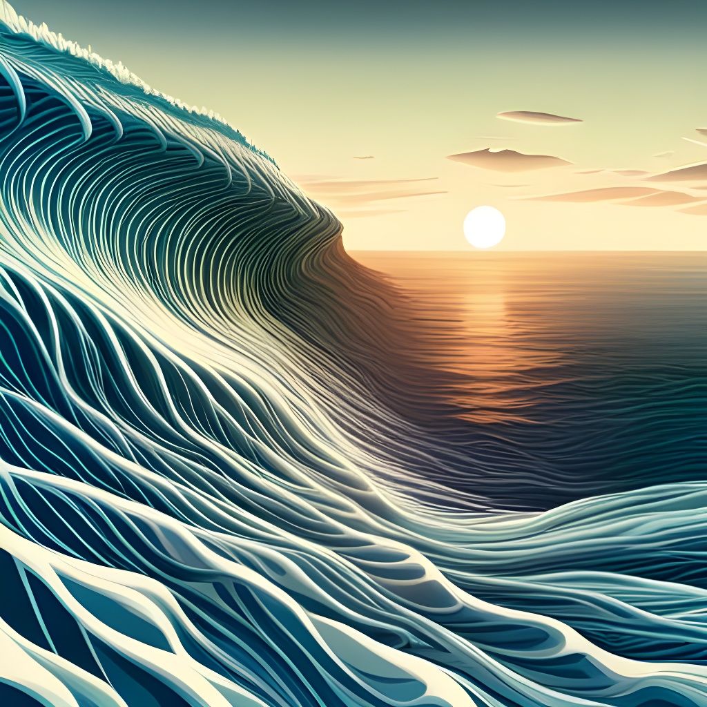 Abstract Fractal Ocean Wave in 3D Shading
