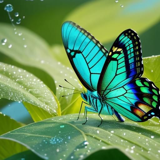 Blue Morpho (Morpho peleides) or Ulysses Butterfly (Papilio ...