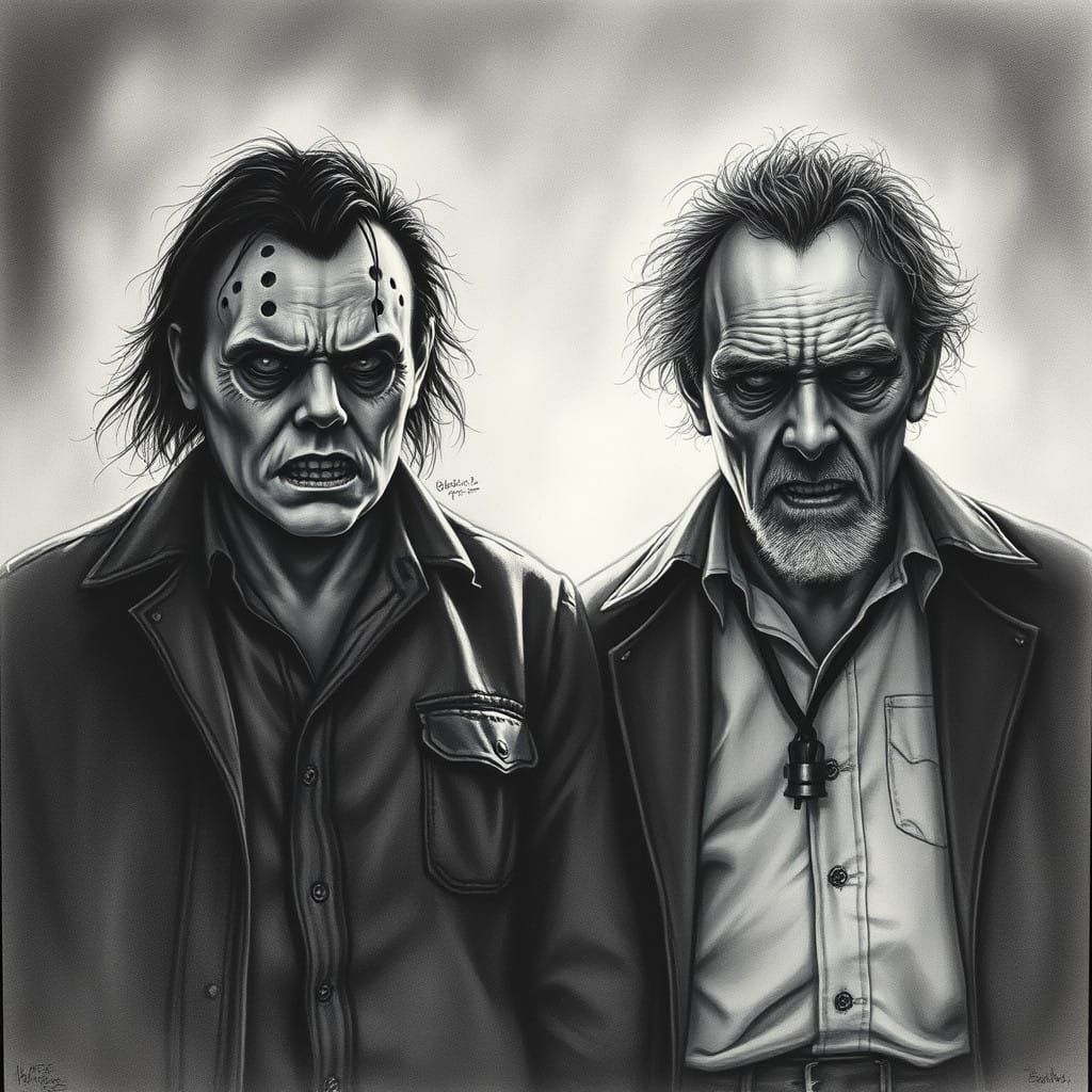 Horror Icons Collide in Dark, Gothic Charcoal