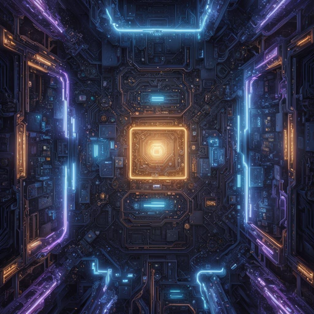 Cyberpunk Digital Art of Intricate Circuitry