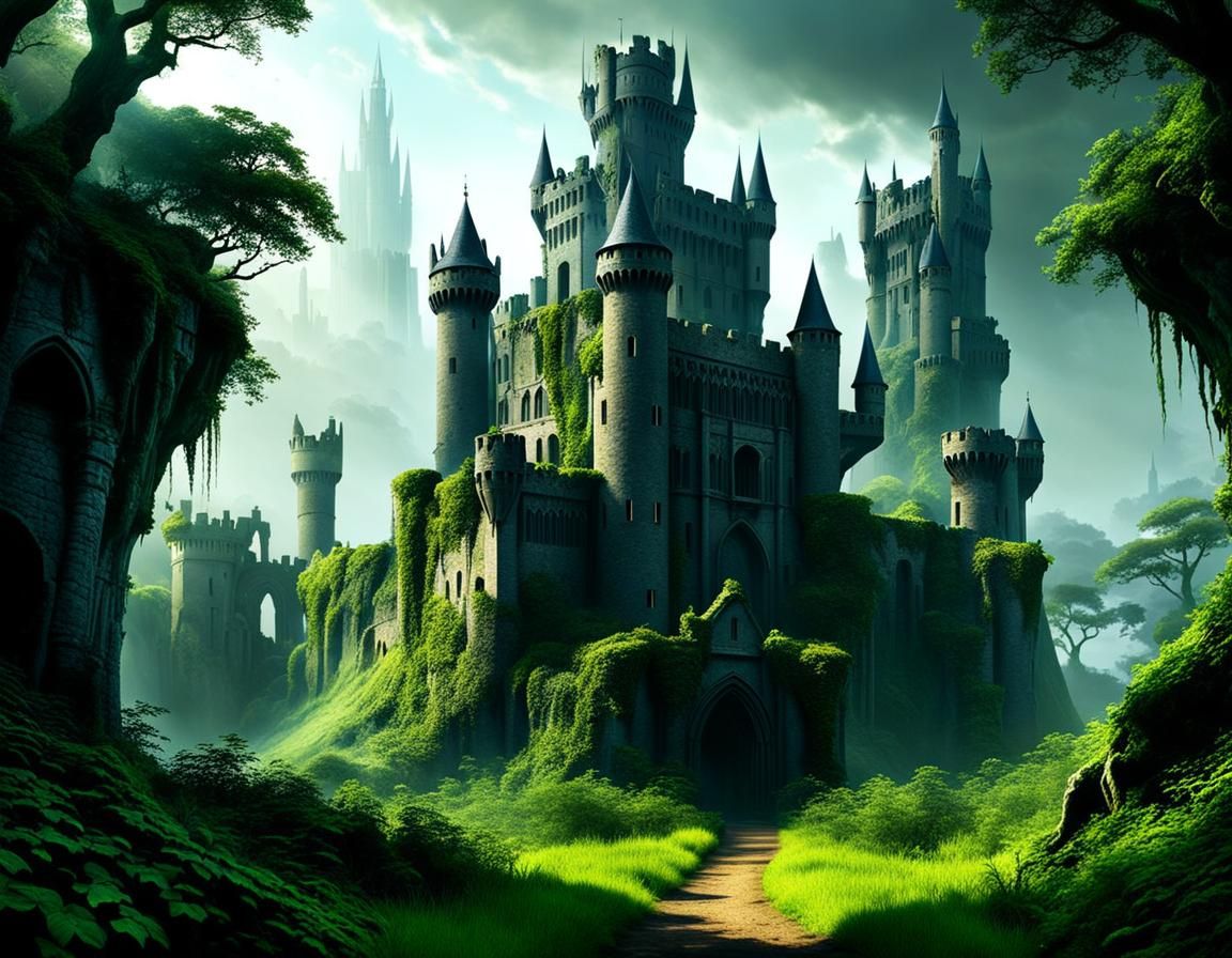 Epic Gormenghast Castle in Alien Landscape