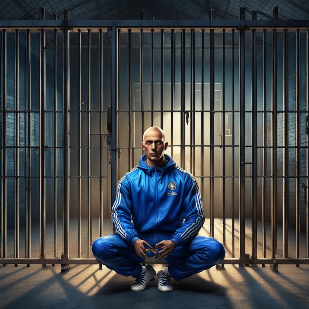 Prisoner Behind Bars in Detailed Matte Painting