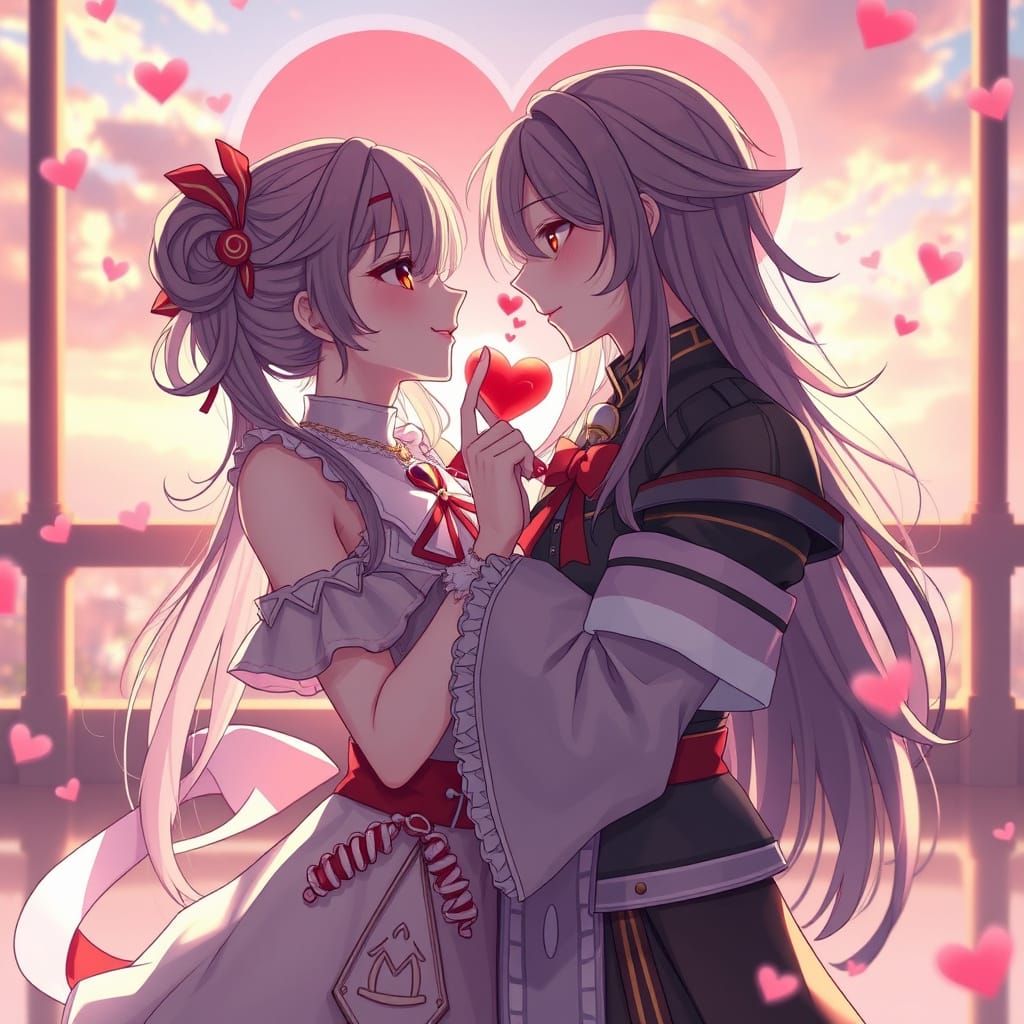 Two Women in a Heartfelt Embrace in Vibrant 3D Anime Style