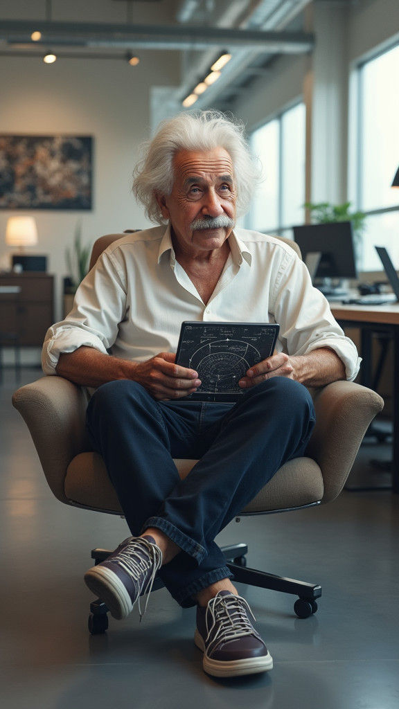Einstein Reimagined as Tech Innovator: Photorealistic Art
