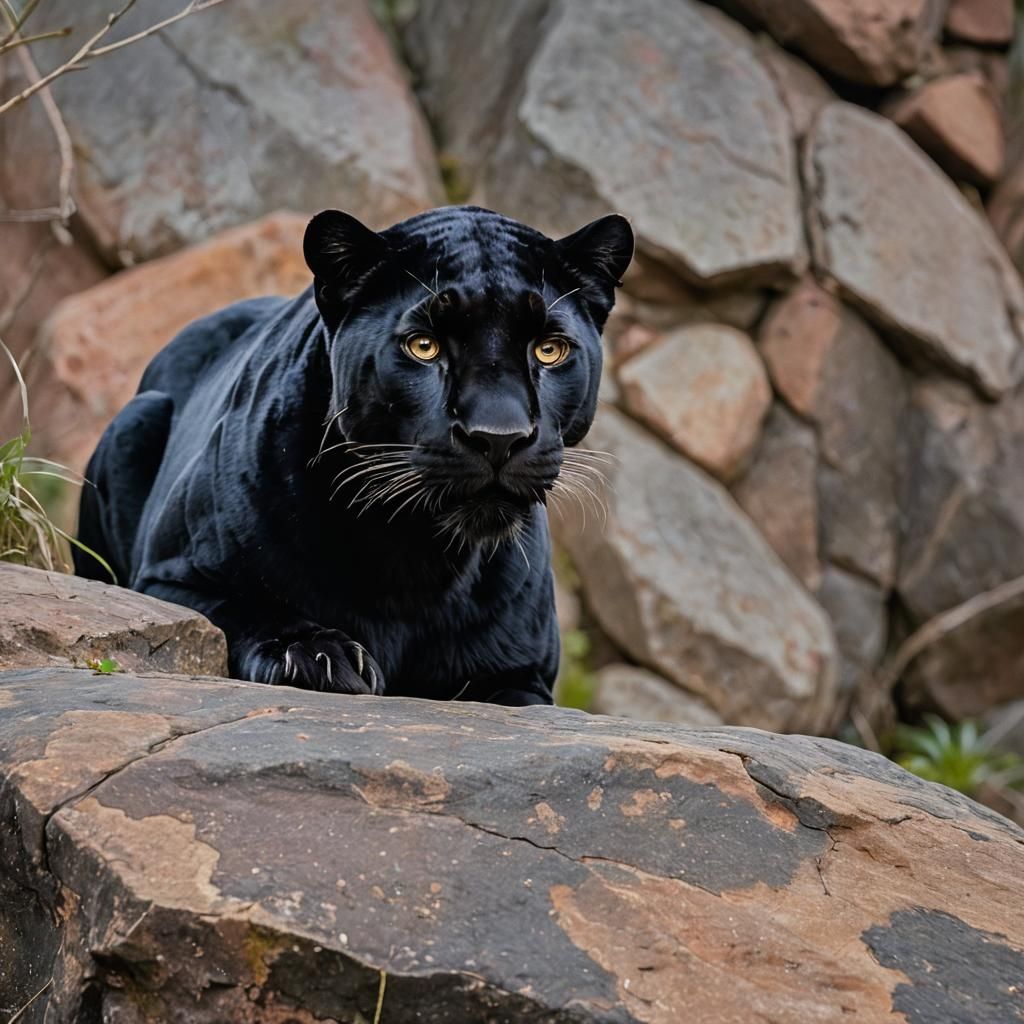 Intimate Portrait of a Black Panther in Golden Light