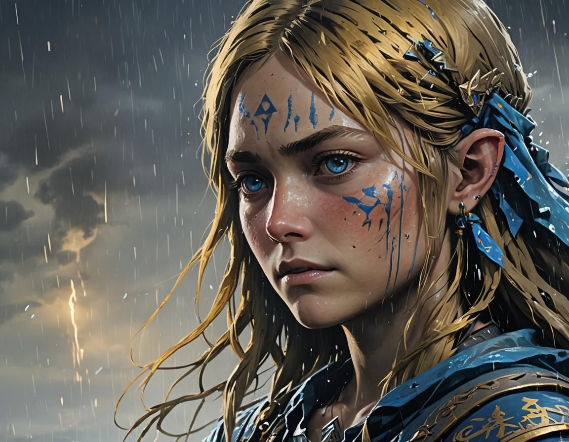 Link Zelda Sad Oil Painting in Dramatic Lighting