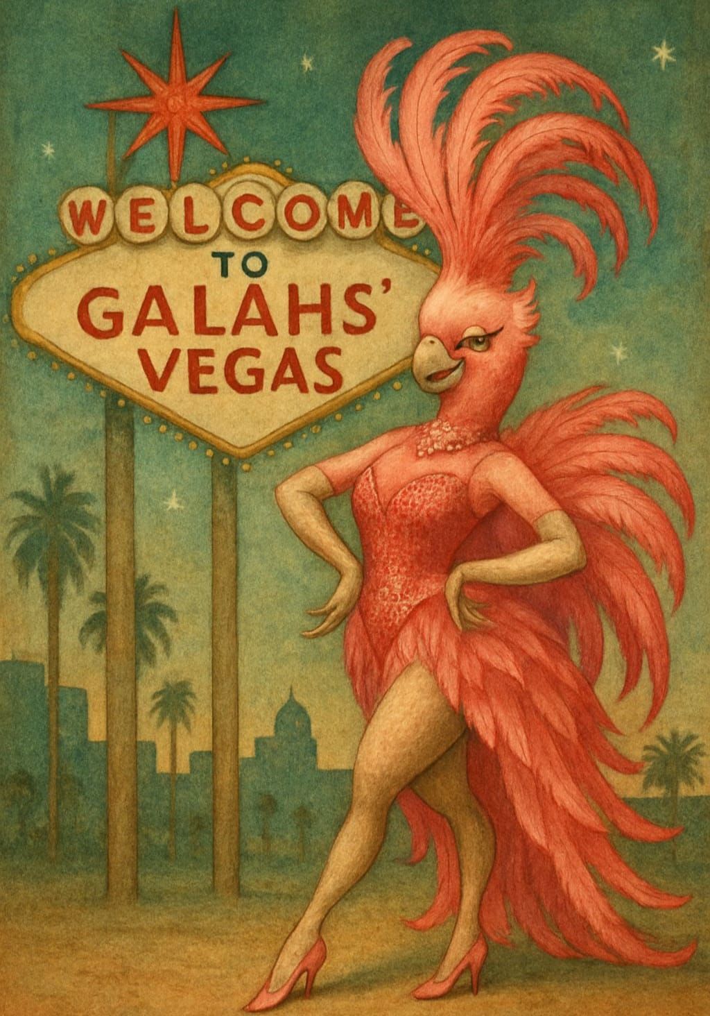 Wanda Flounced in Pink Galah Splendour Under "Welcome to Gal...