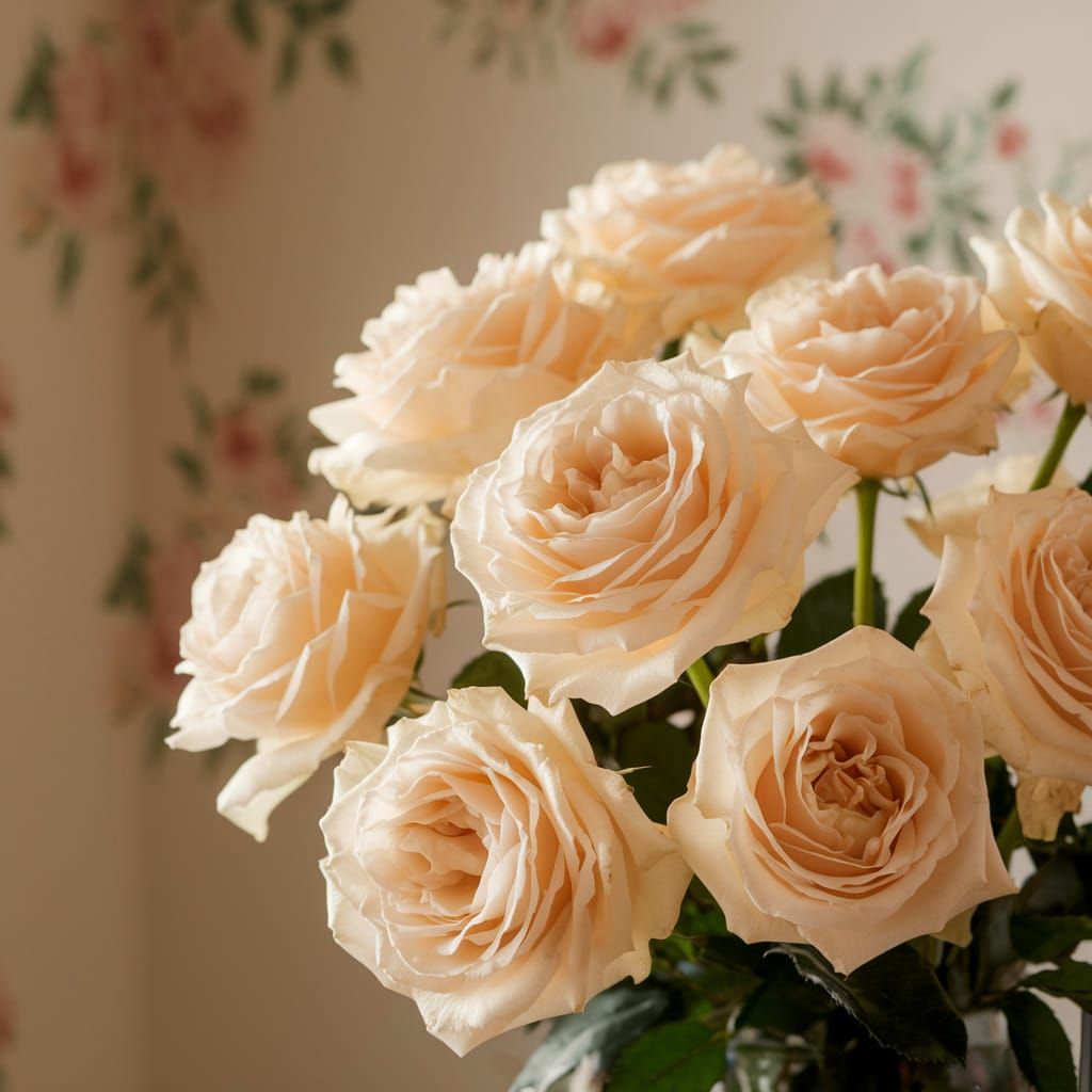 Elegant Pale Yellow Roses in Warm Light