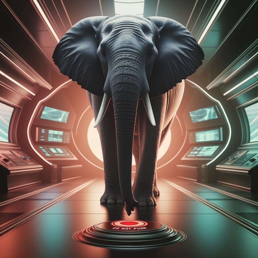 Enormous Elephant in Futuristic Spaceship