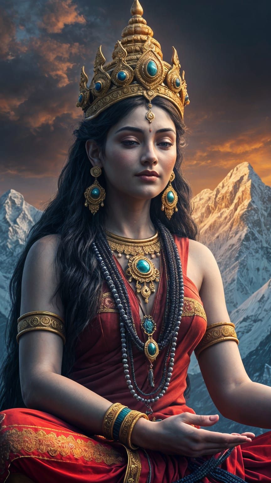 Ethereal Himalayan Goddess in Meditation