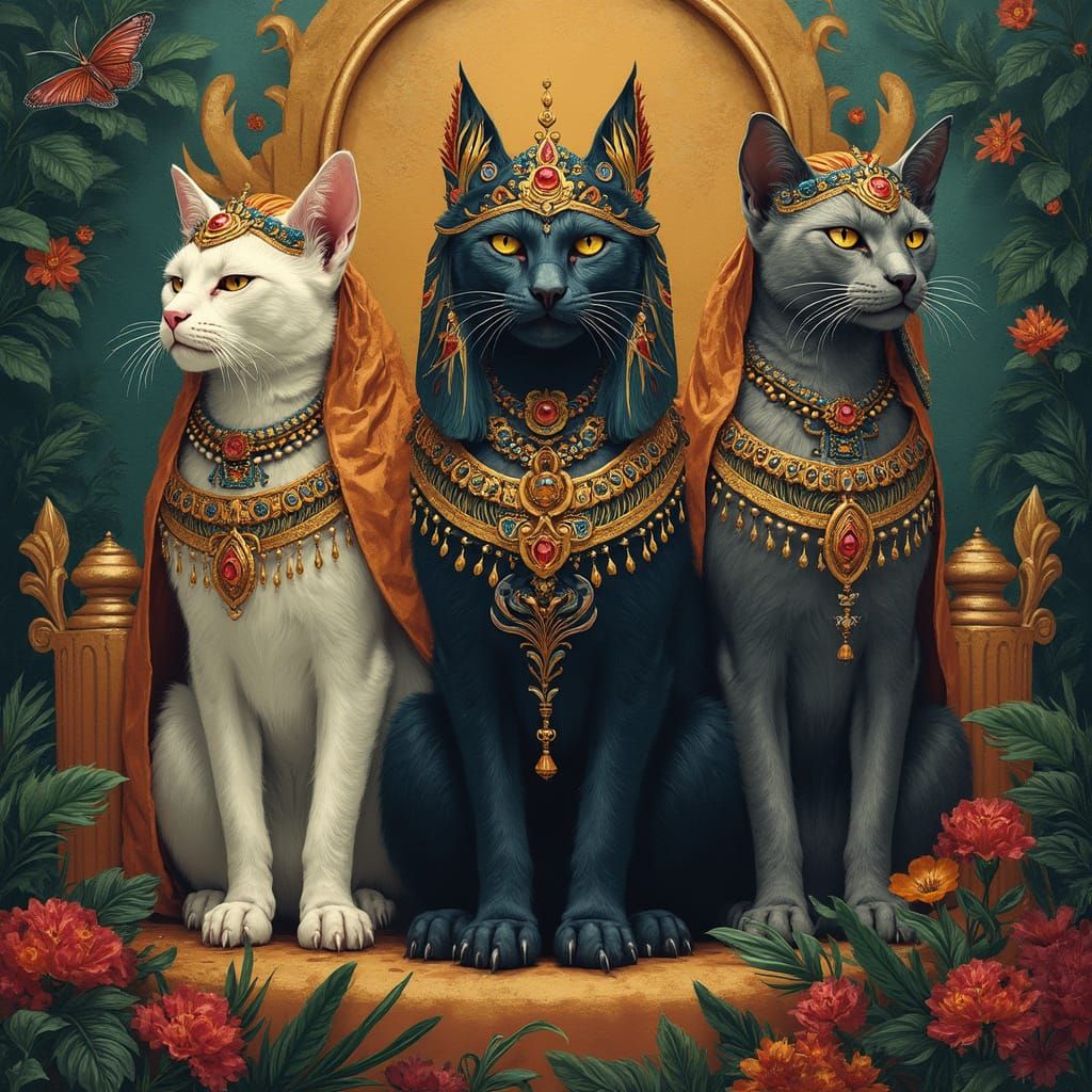 Regal Feline Overlords in Ancient Egyptian Style