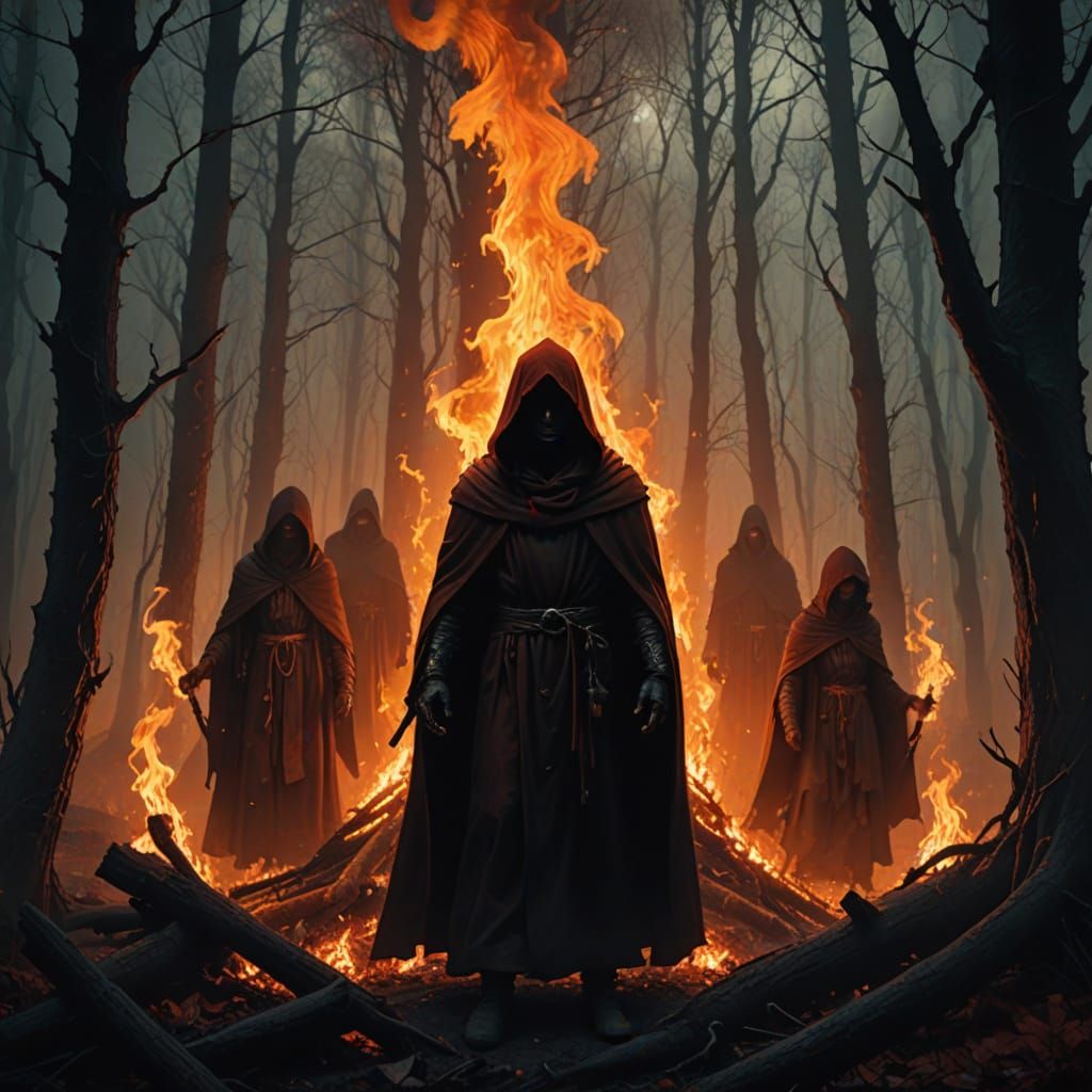 Dark Fantasy Gathering in a Haunting Forest