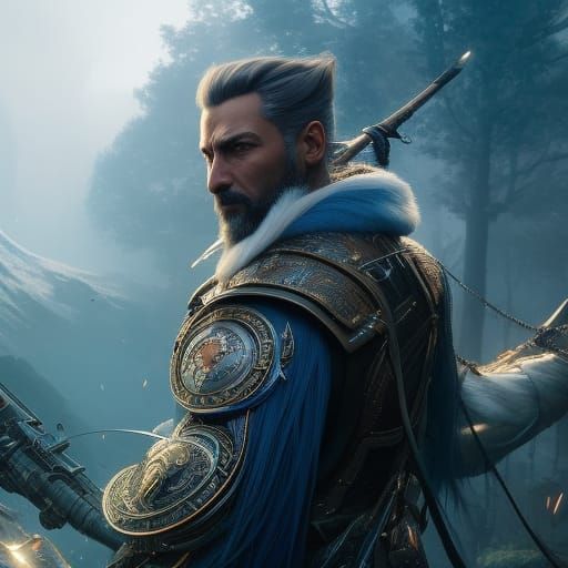 Majestic Wizard Summons Lightning in Detailed Digital Art