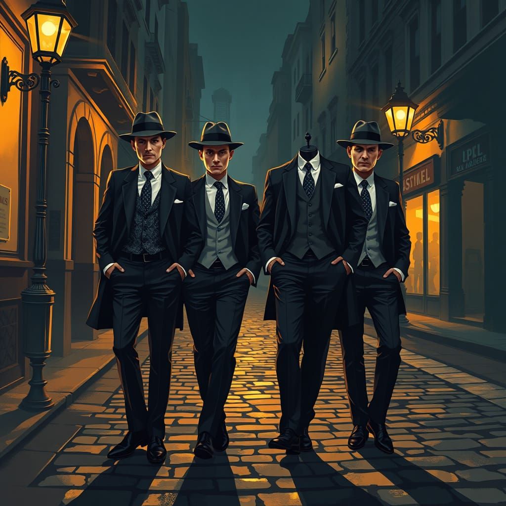 Vintage Gangsters in Film Noir Style