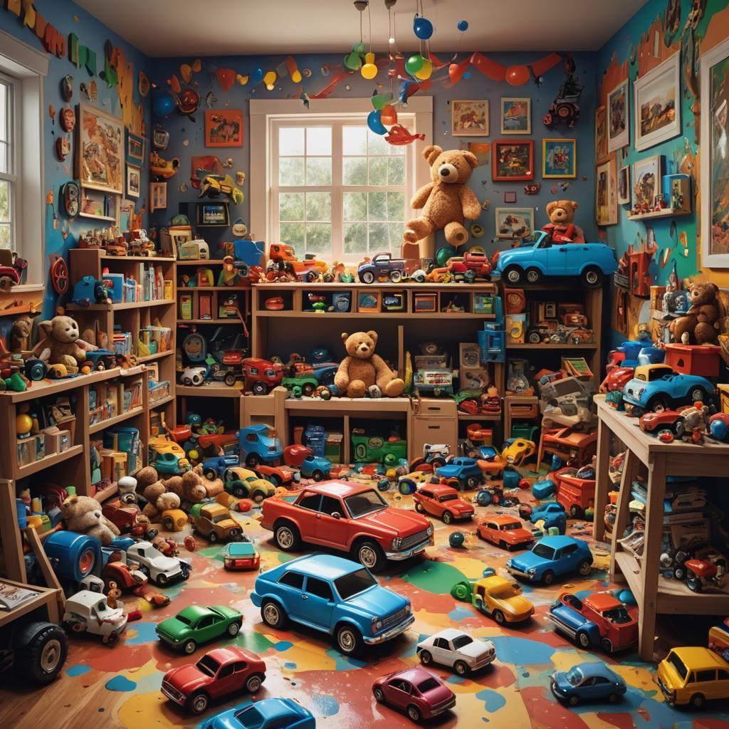 Hyperrealistic Children's Playroom with Toys