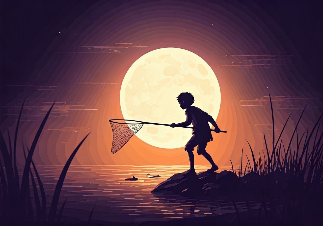 Youthful Moon Chase in Vibrant Oriental Hues