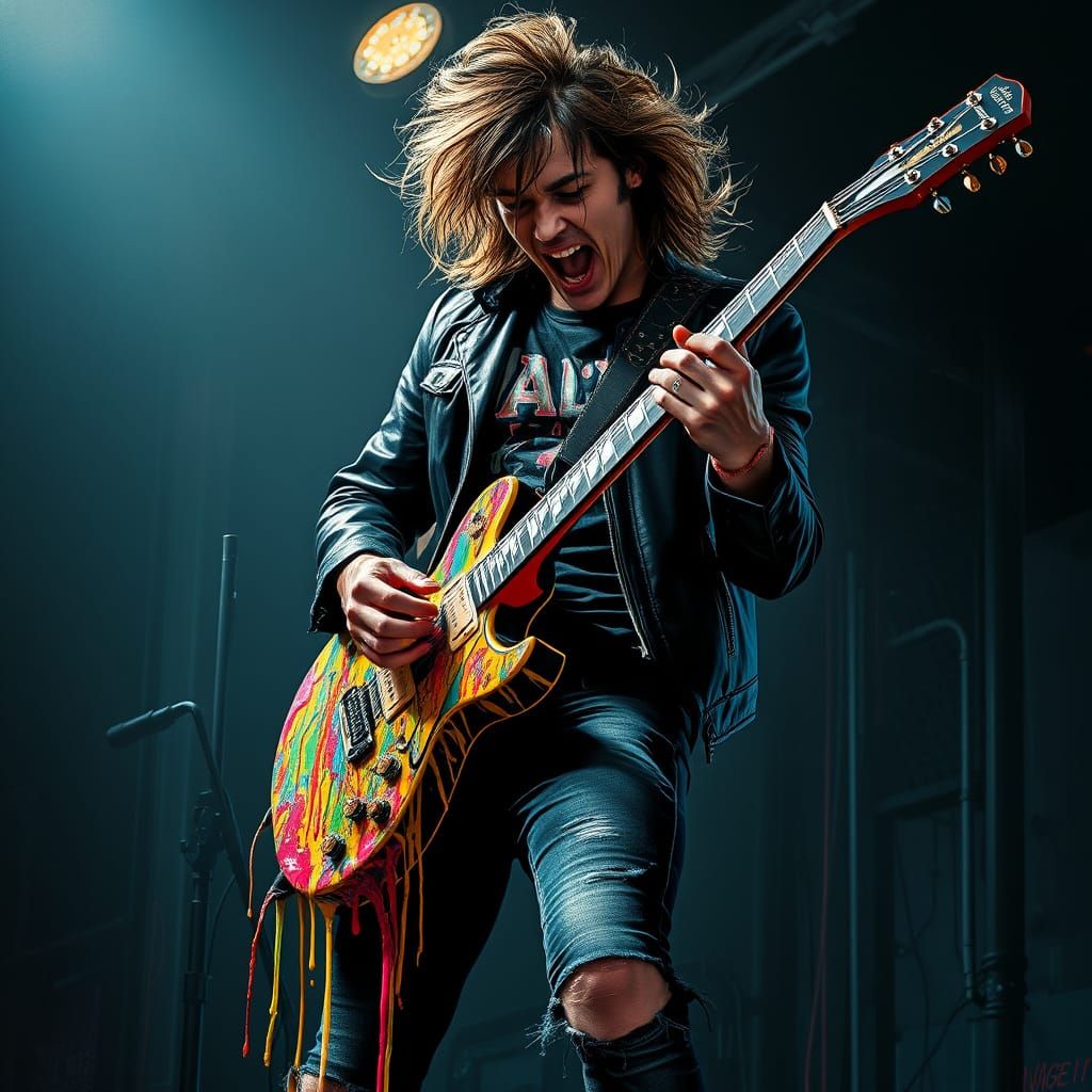 Electric Rocker Melts into Vibrant Surrealist Dreamscape