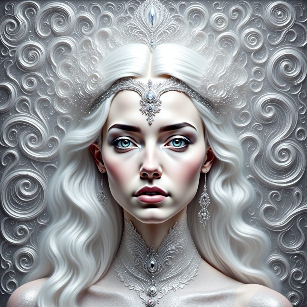 Portrait of Young Man with Silver Swirls