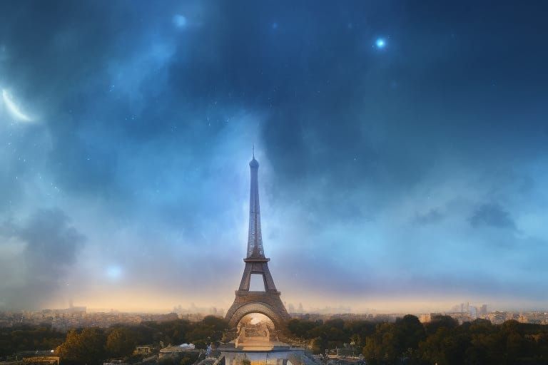 Floating Islands Over Paris: Epic Digital Matte Painting