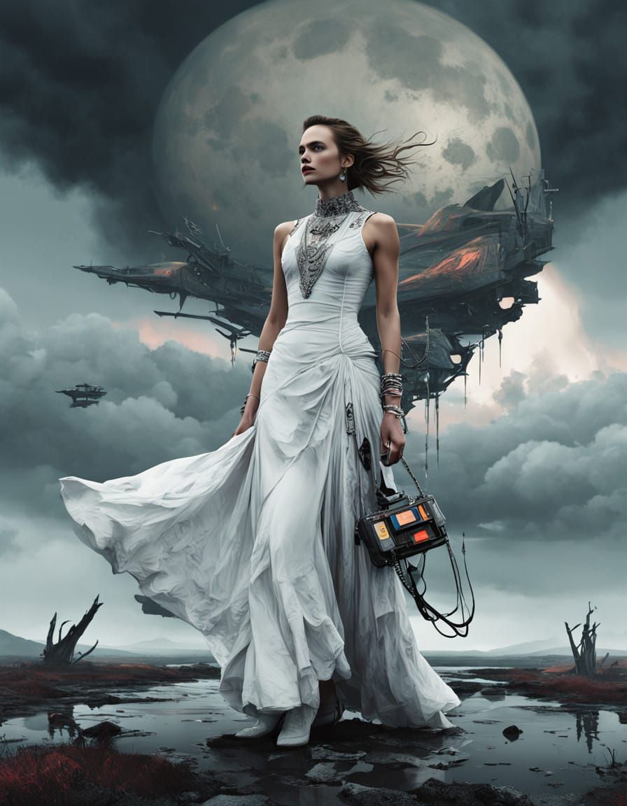 Dark Fantasy Goddess in Distressed Retro Aesthetic