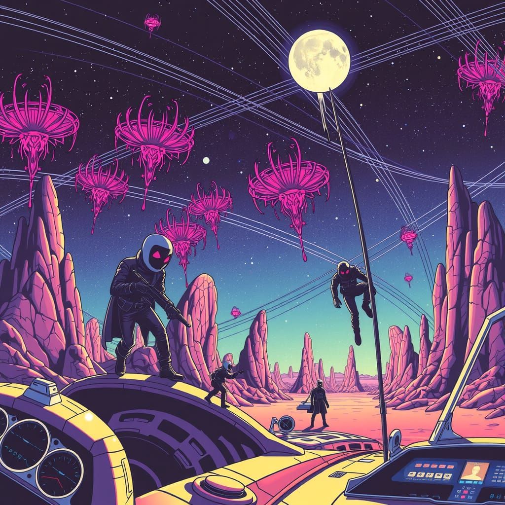 Galactic Retrofuturistic Sci-Fi Scene