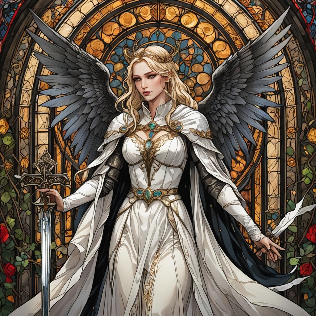 Evil Princess in Dress Shop, Surreal Watercolor Art