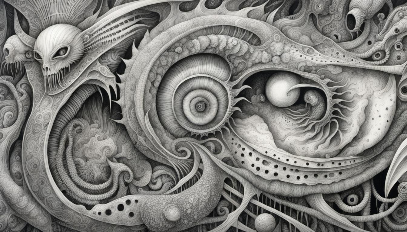 Surreal Biomorphic Chaos Drawing in Fantasy Style
