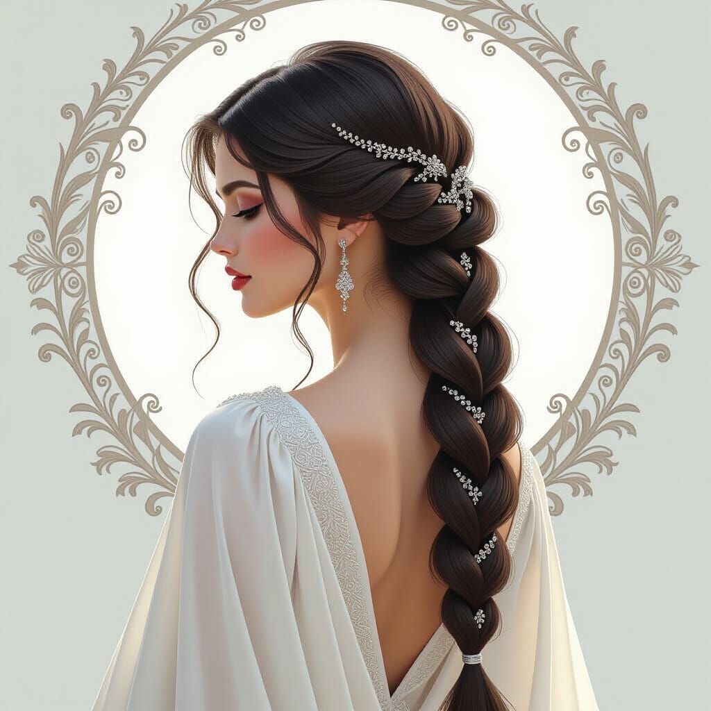 Elegant Braided Hairstyle with Silver Thread