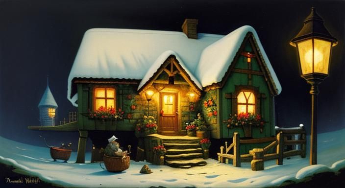 Dwarf Peddler Portrait in Whimsical Gouache Style