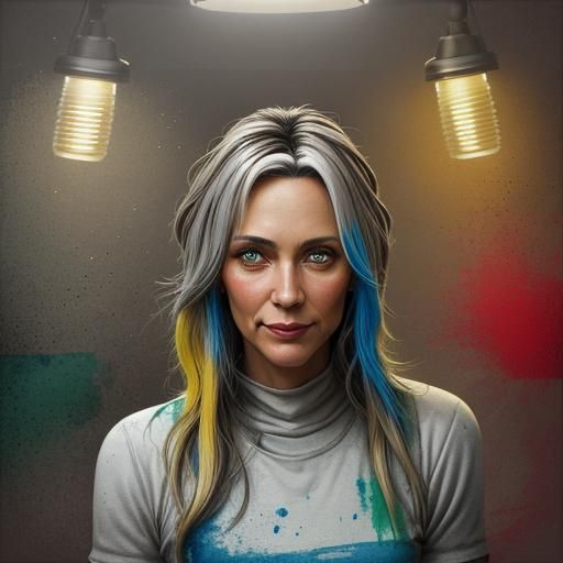 Realistic Portrait of Woman with Distressed Textures