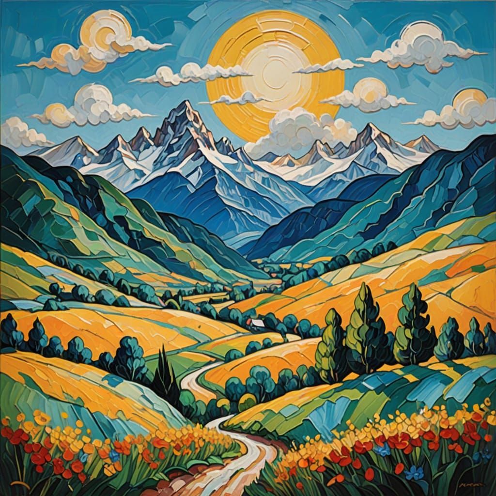 Warm Earth-Toned Mountain Landscape