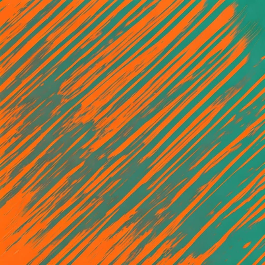 Abstract Expressionist Composition in Orange and Teal Hues