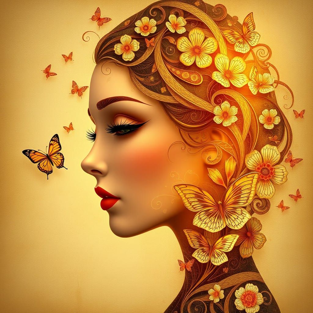 Ethereal Fairy Tale Portrait in Golden Hues