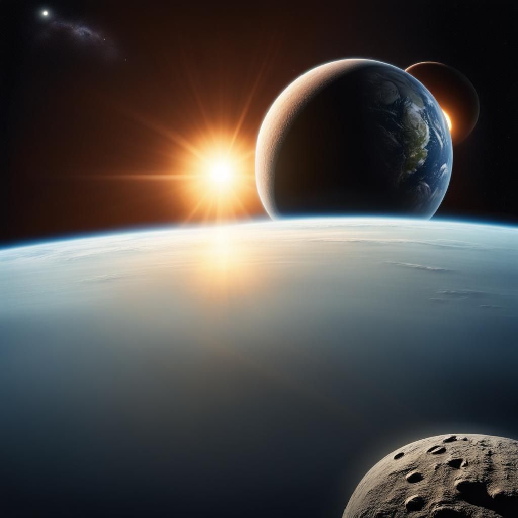 Earth-Like Planet Sunrise in Space