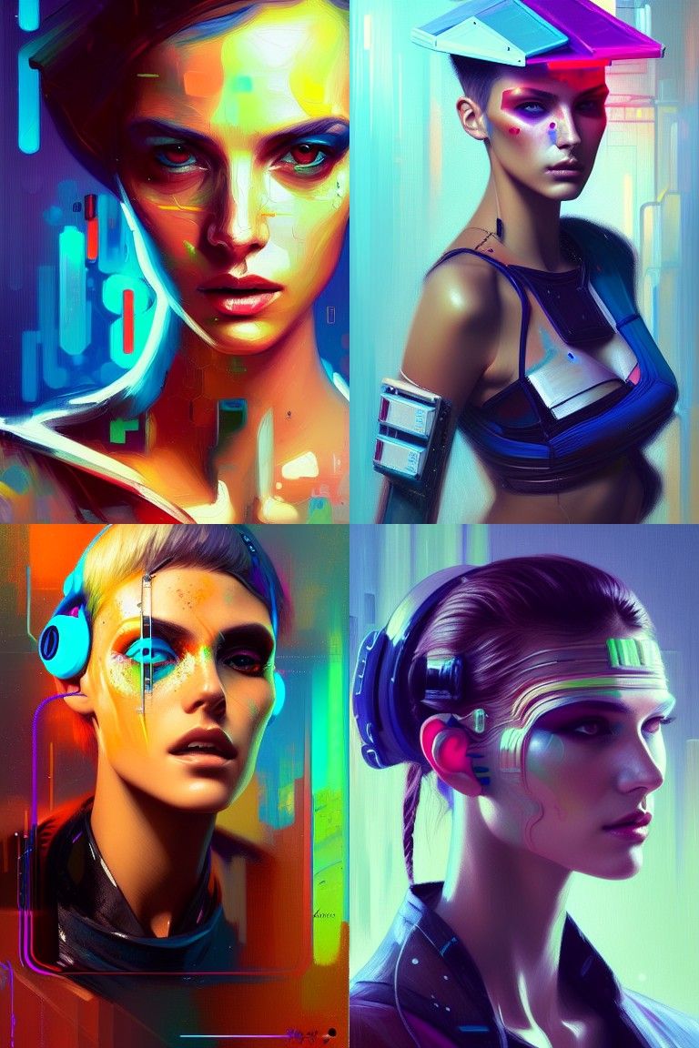 Cyberpunk Model in Expressionist Impasto Oil Painting