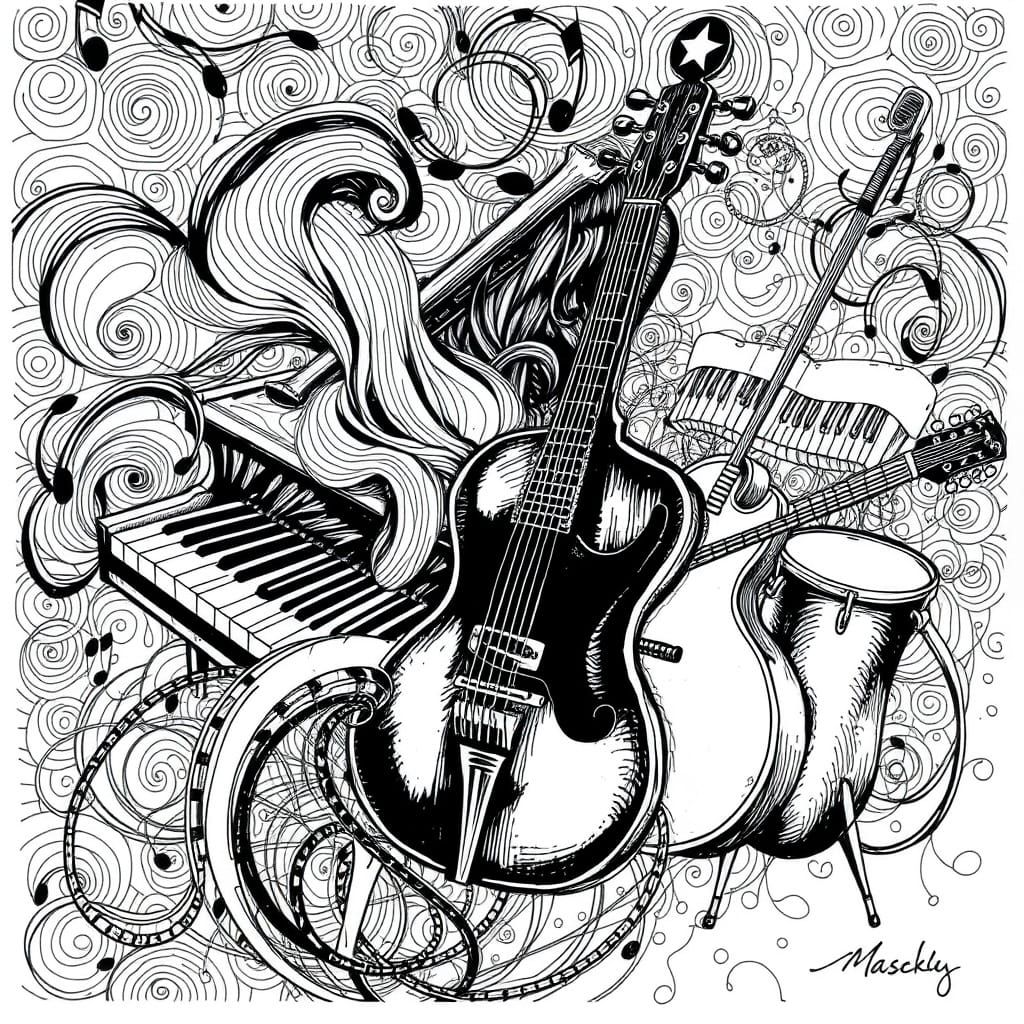 “Ink Drawing of a Musical Dream” (1)