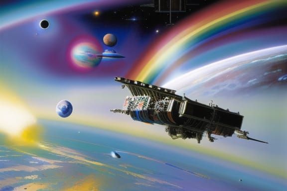 Rainbow in Space: A Cosmic Wind by John Berkey