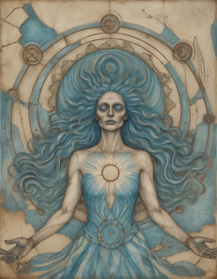 Cosmic Goddess with Star in Art Nouveau Style
