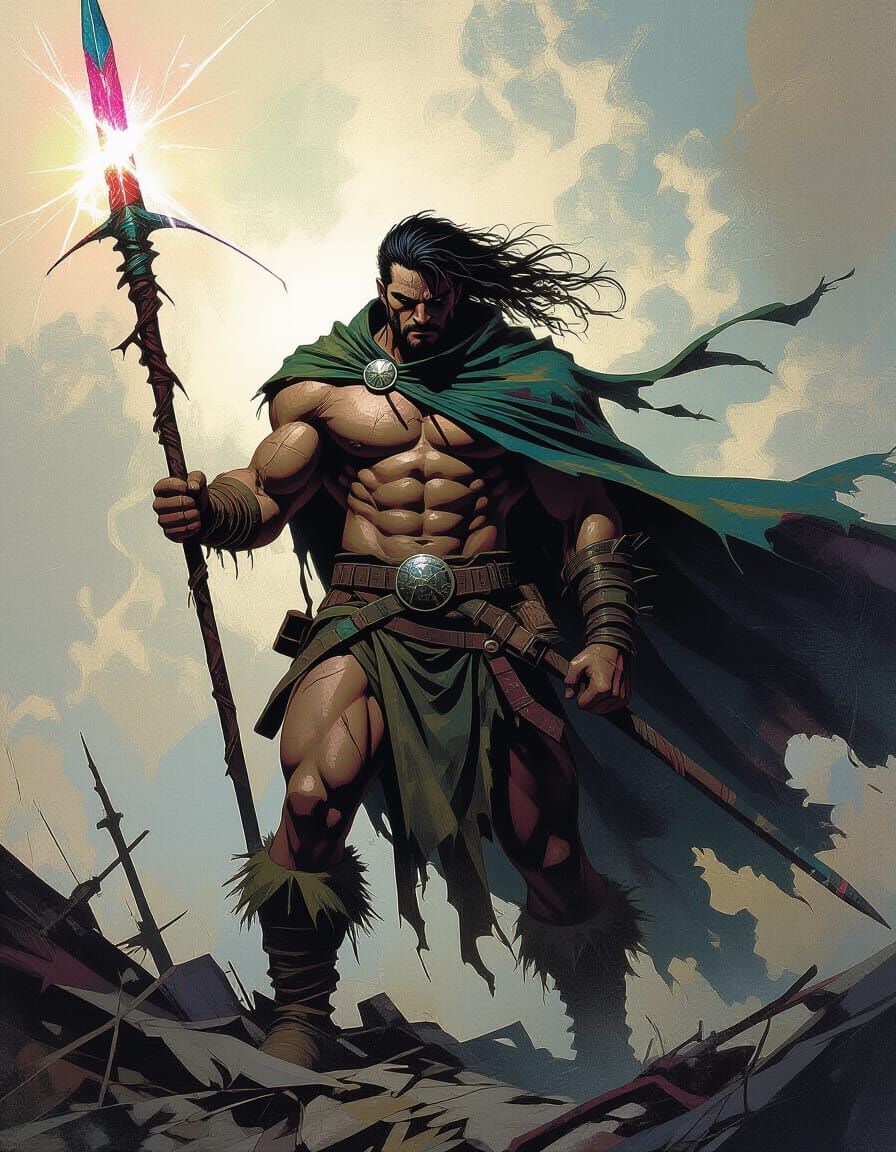 Post-Apocalyptic Nomad in Expressive Comic Art Style