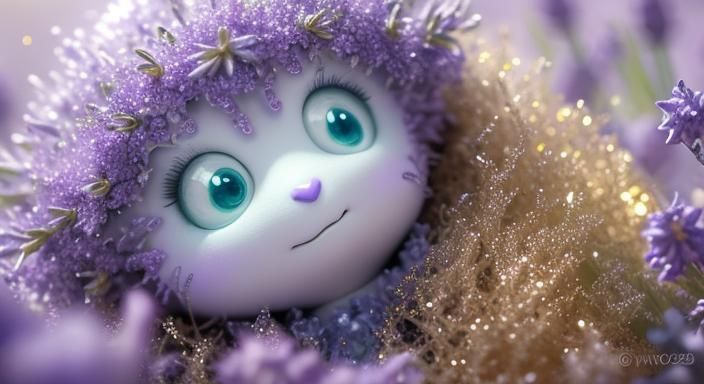 Fairy Hugs Lavender Monster in Ethereal Fantasy