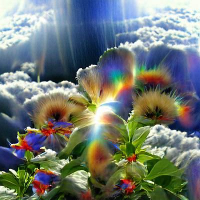 Rainbow Flowers in Divine Sunshine